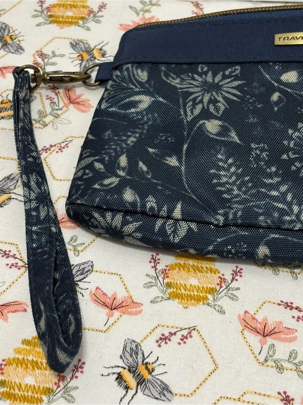 Travelon Navy Floral Wristlet Clutch